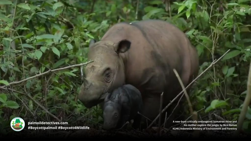 New born Sumatran Rhino Dicerorhinus sumatrensis and her mother