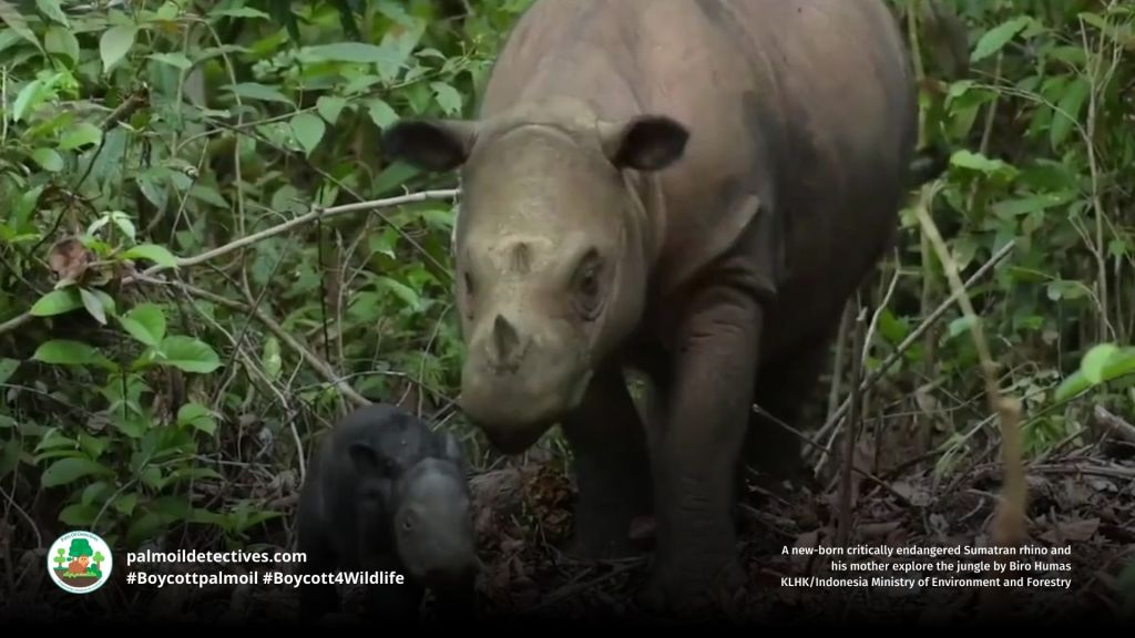 New born Sumatran Rhino Dicerorhinus sumatrensis and her mother