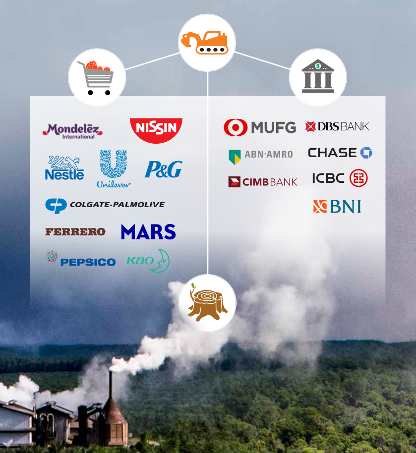 Deforestation for palm oil: Colgate-Palmolive, Nissin, Mondelez, Nestle, Unilever, P&G, Ferrero, PepsiCo, Mars