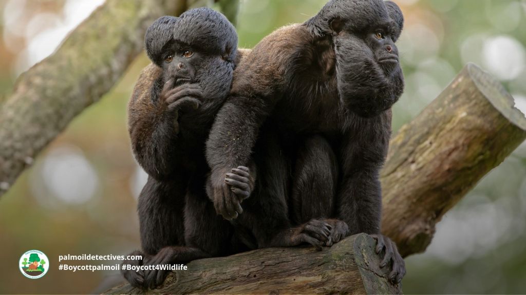 Black Bearded Saki Chiropotes satanas pair