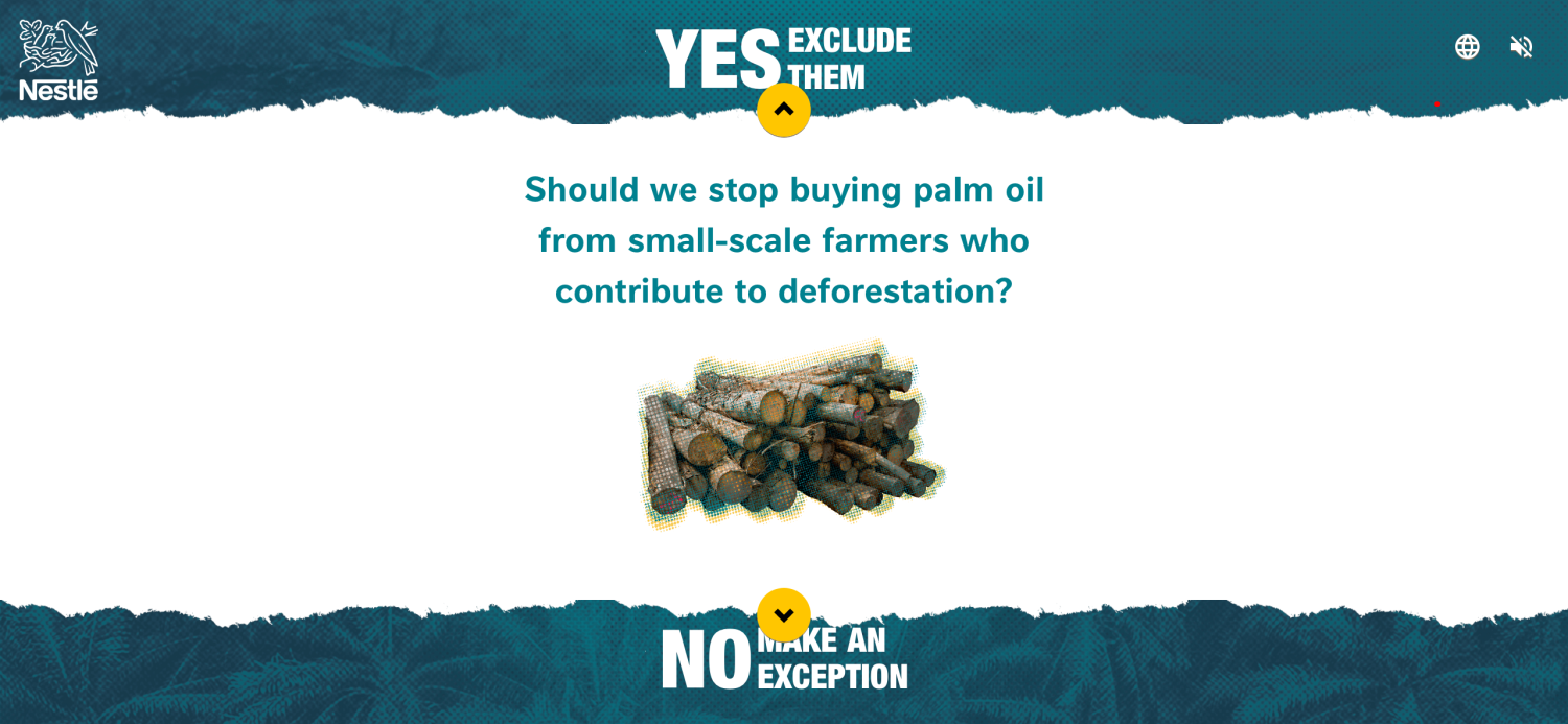 Nestle - Beneath the surface, greenwashing interactive which offers false arguments