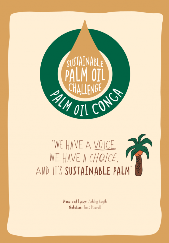 Chester Zoo educational material, words and music to the song 'Palm Oil Conga' designed for small children. 