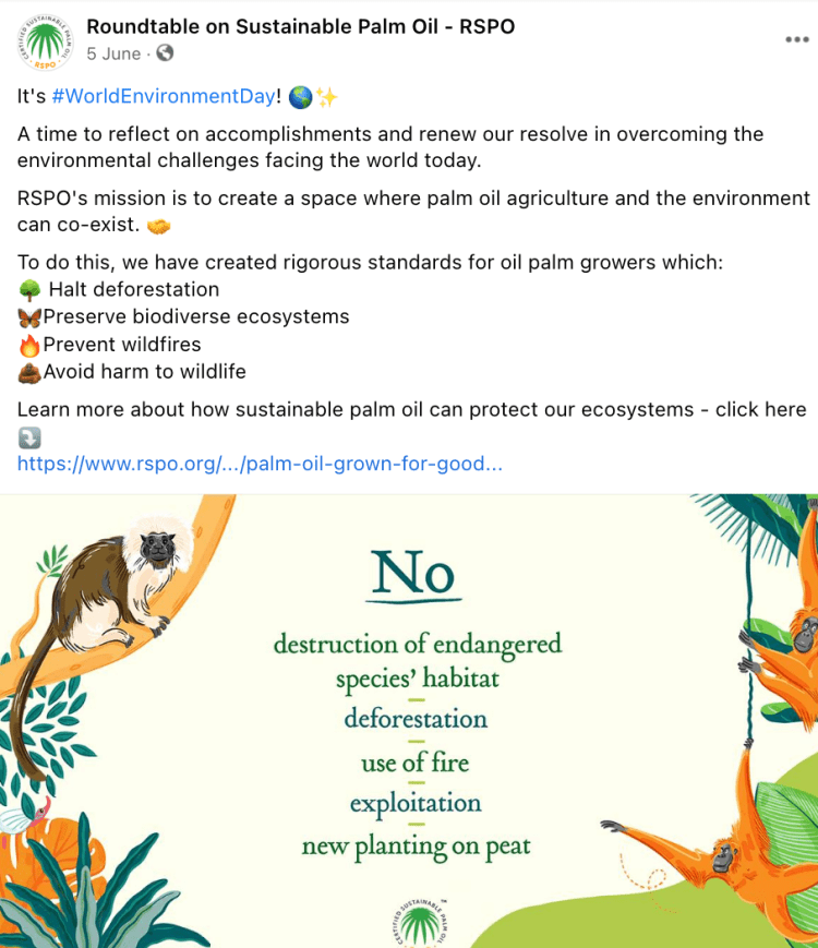 RSPO greenwashing advertising - No Proof