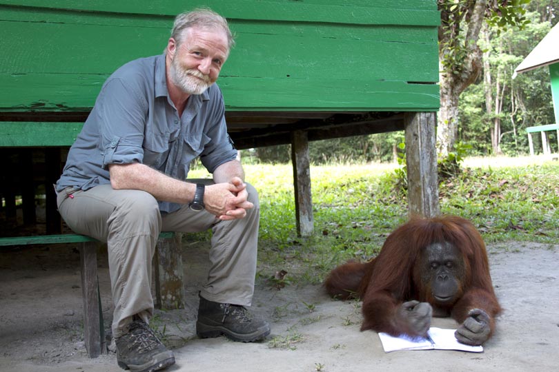 Dr George McGavin with Dora