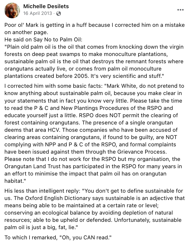 michelle-desilets-abusing-someone-who-does-not-believe-in-sustainable-palm-oil