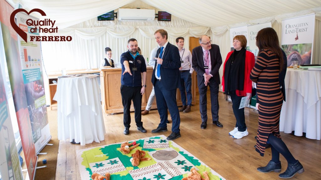 In May 2022, Ferrero, Chester Zoo Orangutan Land Trust meet with members of the UK Parliament a few days before the UK MP Kemi Badenoch's shock announcement that the UK would be removing all tariffs on the import of palm oil - potentially making it very simple for palm oil deforestation to be imported into the UK by the megatonne.  