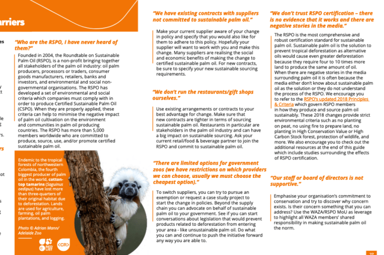 WAZA - Guide to Greenwashing in Zoos for sustainable palm oil