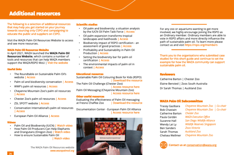 WAZA - Guide to Greenwashing in Zoos for sustainable palm oil