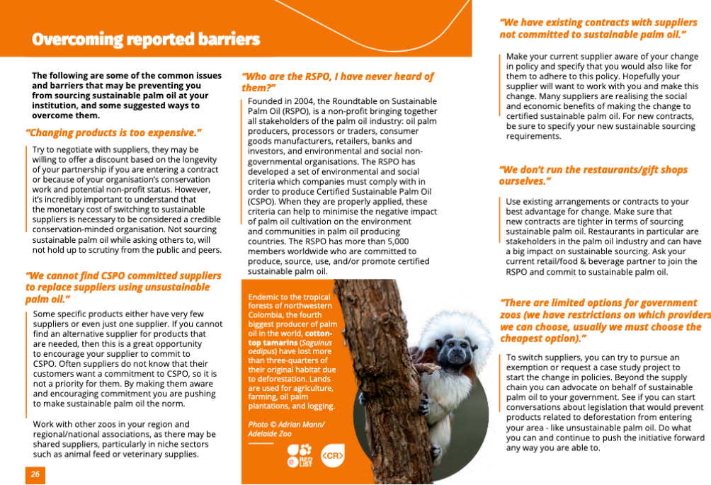 WAZA - Guide to Greenwashing in Zoos for sustainable palm oil