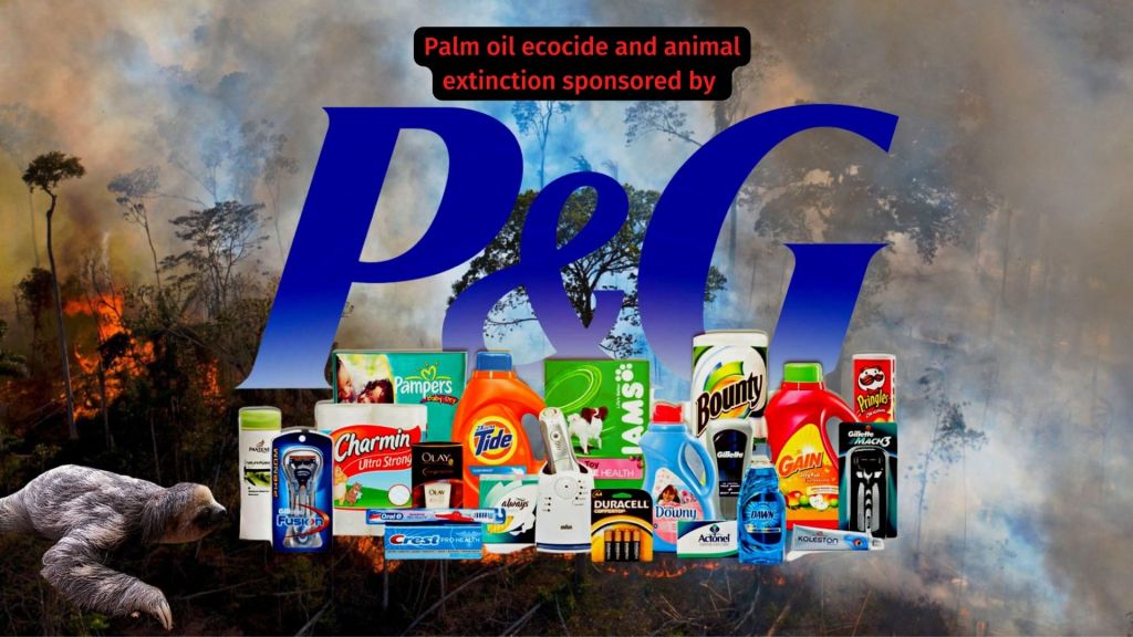 Palm oil ecocide and animal extinction sponsored by Procter & Gamble