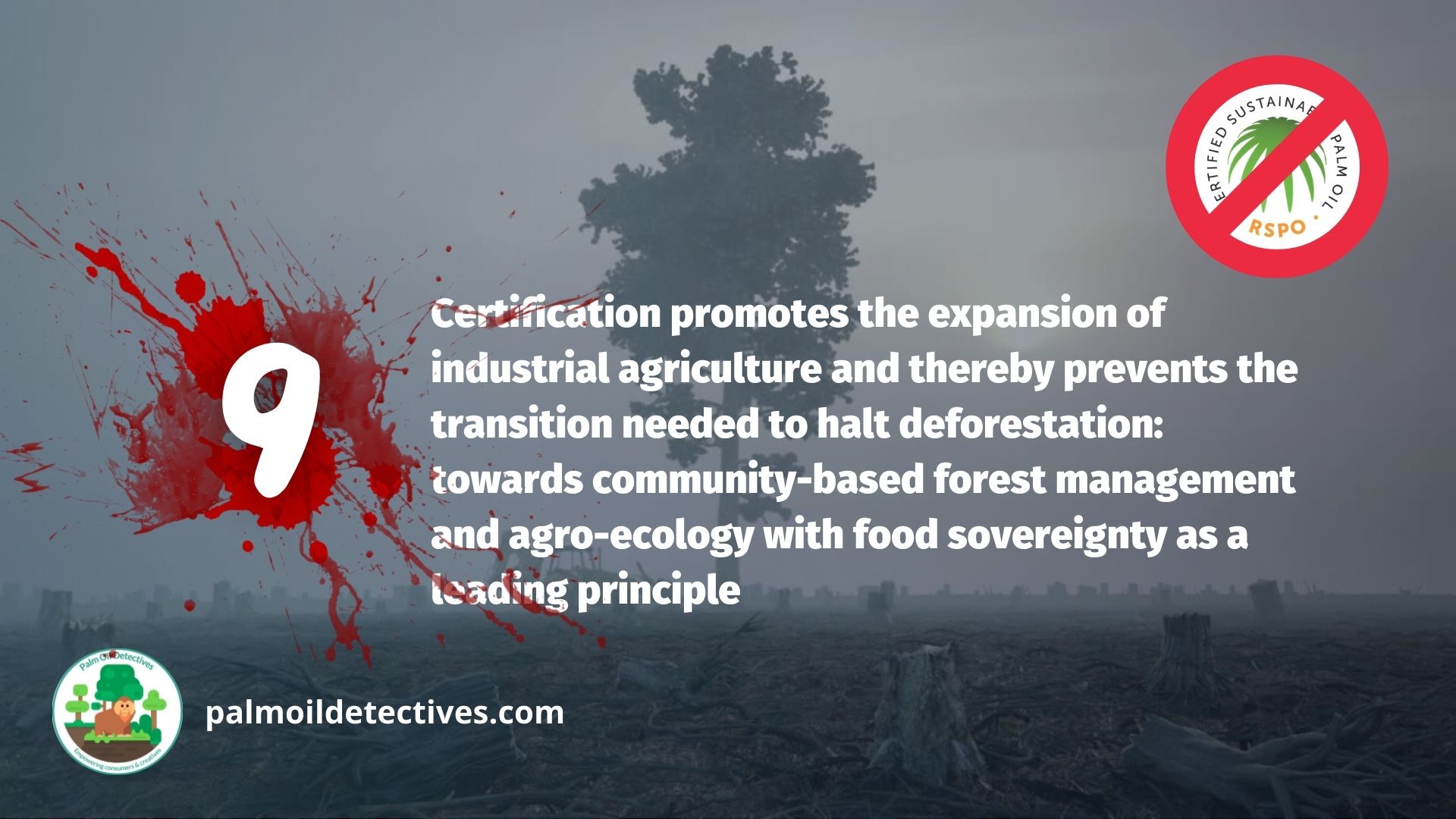 9. Certification promotes the expansion of industrial agriculture and thereby prevents the transition needed to halt deforestation