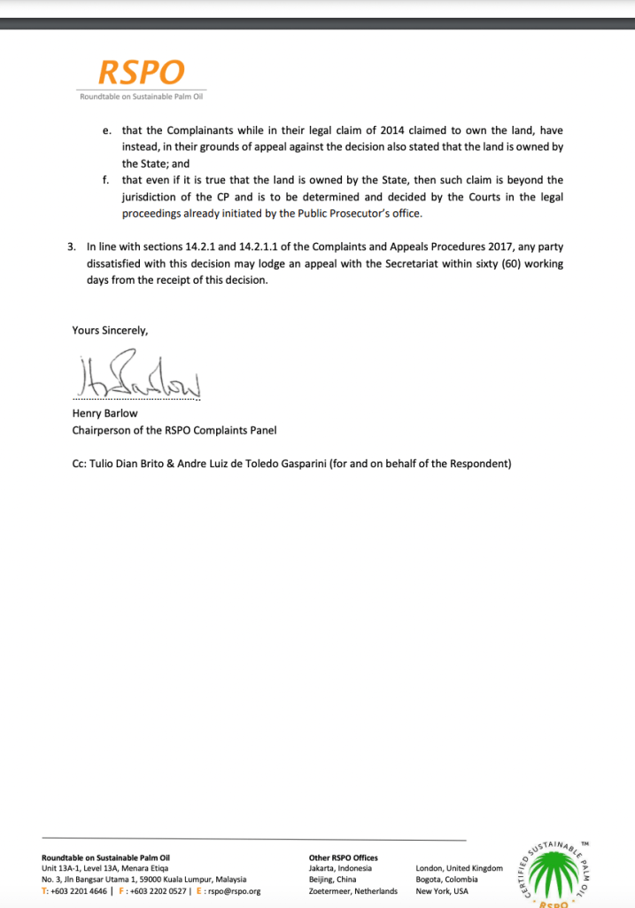 RSPO rules in favour of Agropalma in human rights case page 2