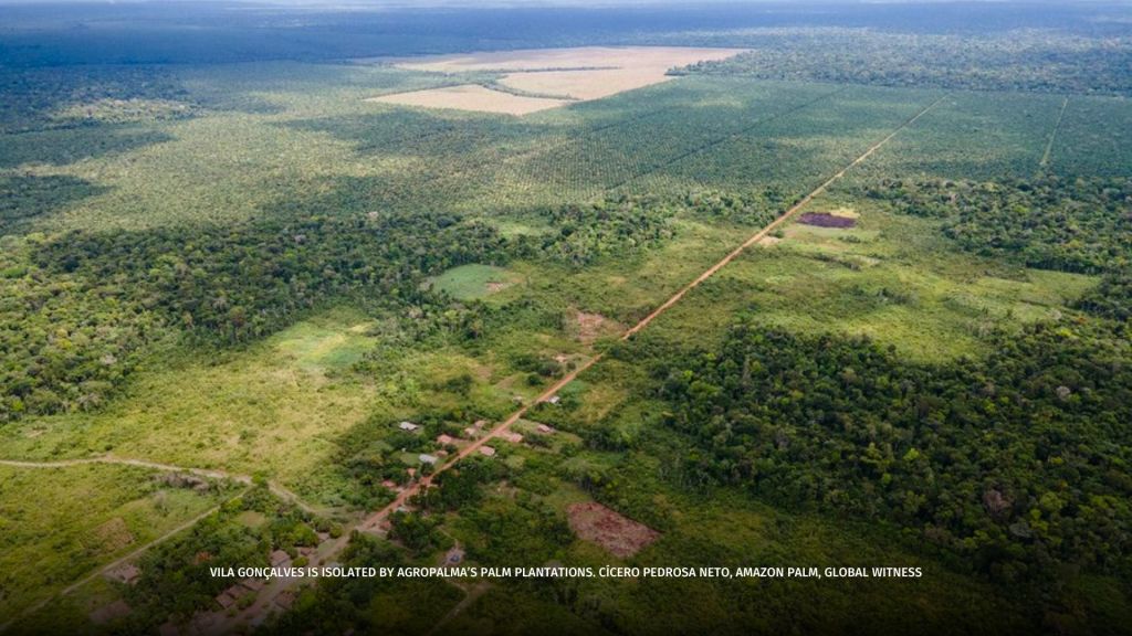 VILA GONÇALVES IS ISOLATED BY AGROPALMA’S PALM PLANTATIONS. CÍCERO PEDROSA NETO