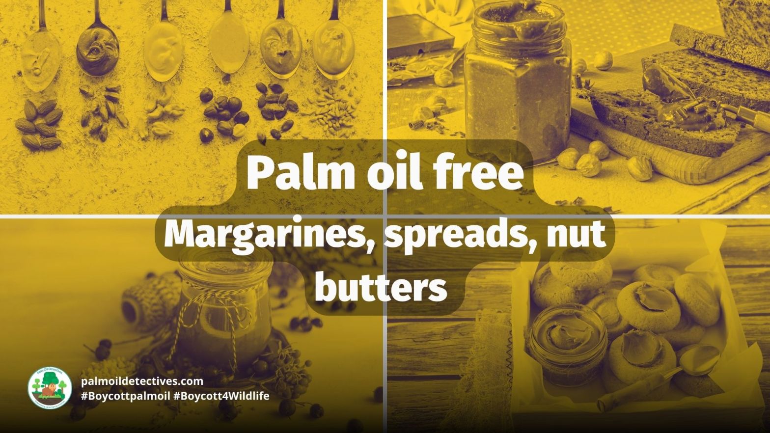 Palm oil free margarine, spreads and nut butters