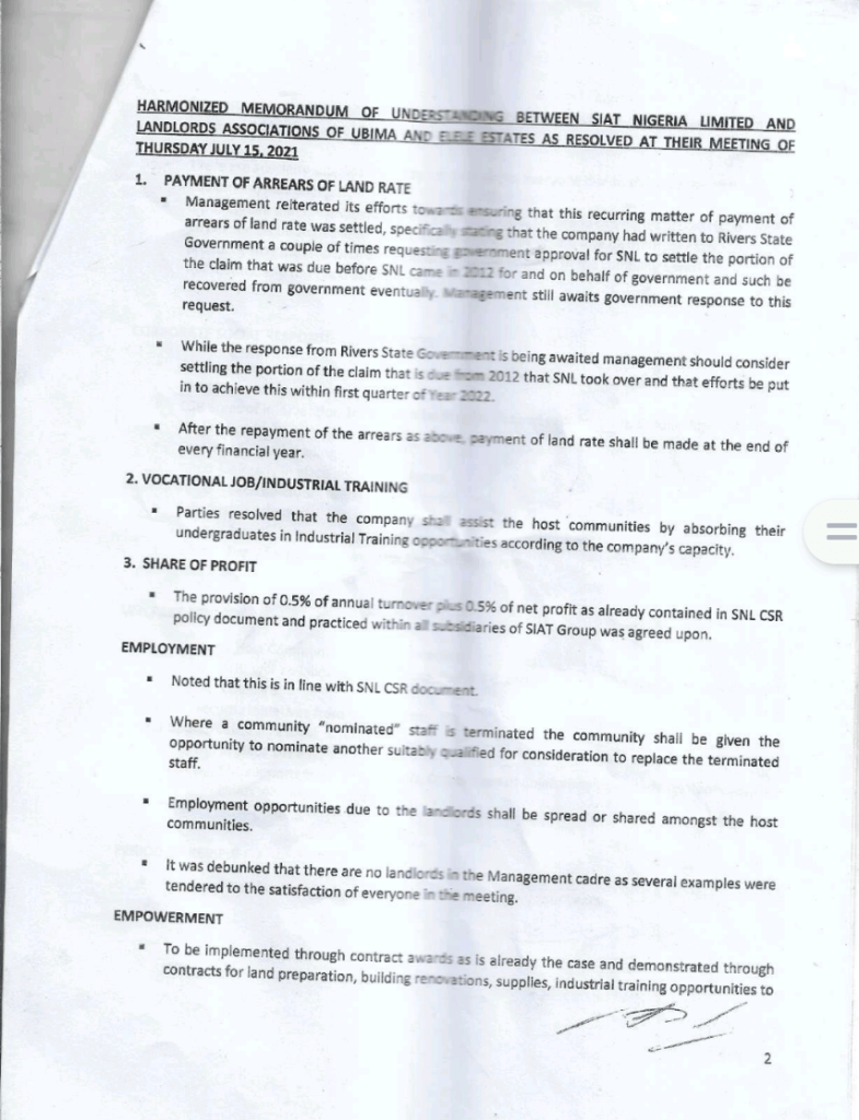 SIAT MOU with host communities obtained by Kevin Woke.