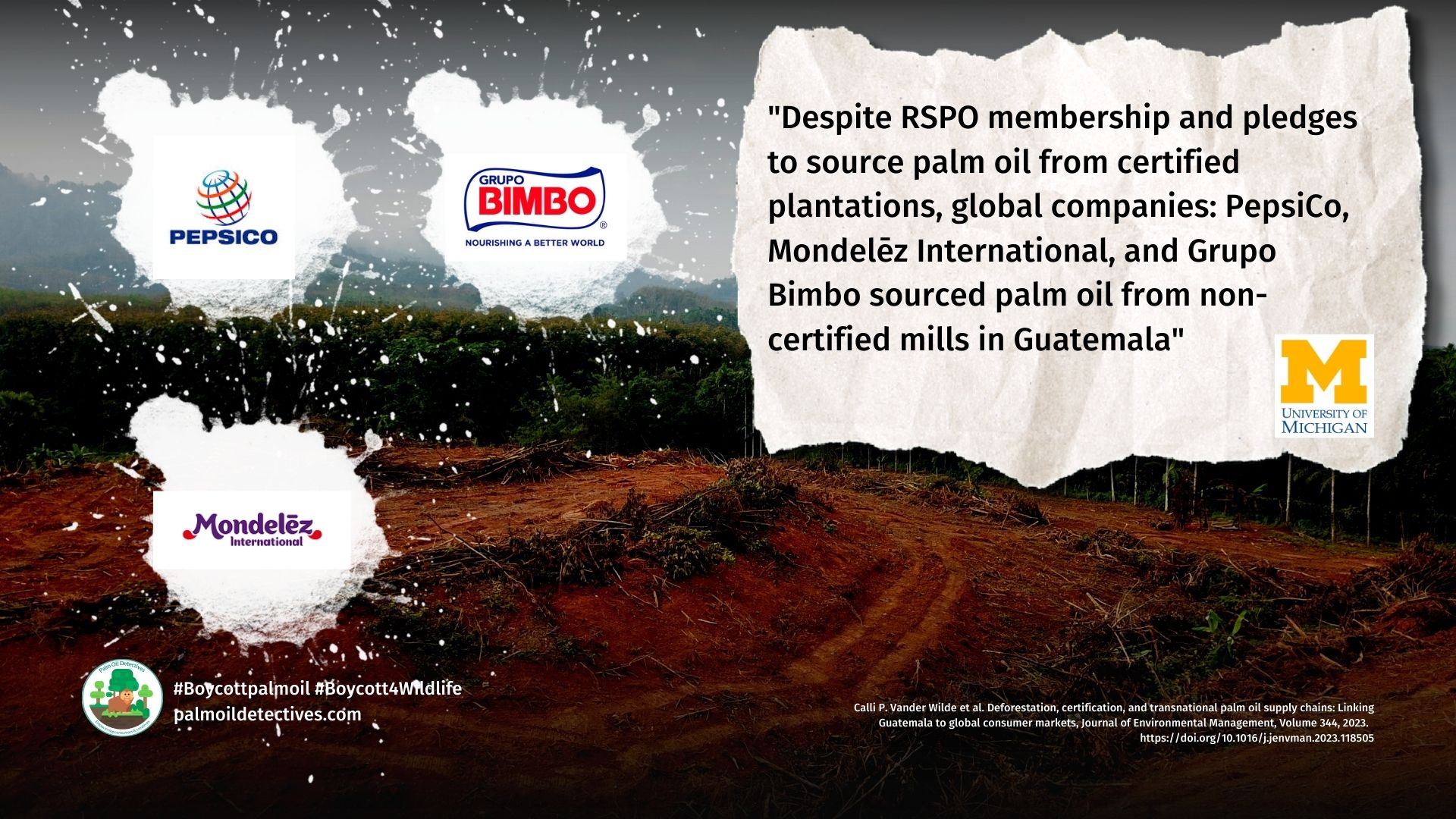 Global brands using RSPO certified palm oil such as Nestle, Mondelez, Grupo Bimbo and Pepsi continue to cause palm oil deforestation in Guatemala