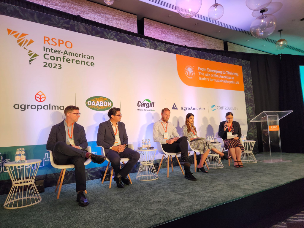 Two months after this in May 2023, the South American conference for RSPO featured Agropalma's logo emblazoned on the stage and promoted Agropalma as being "sustainable" despite countless concurrent news reports of their human rights abuses and landgrabbing